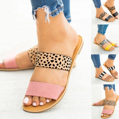 Sandalias Pantufla Estampado Leopardo