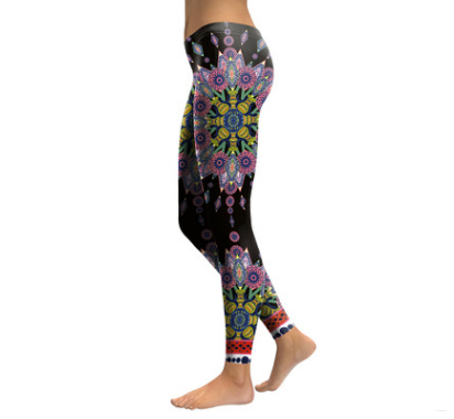 Leggings Deportivos Mandala Flor Rosa Starburst para Yoga - Image 3