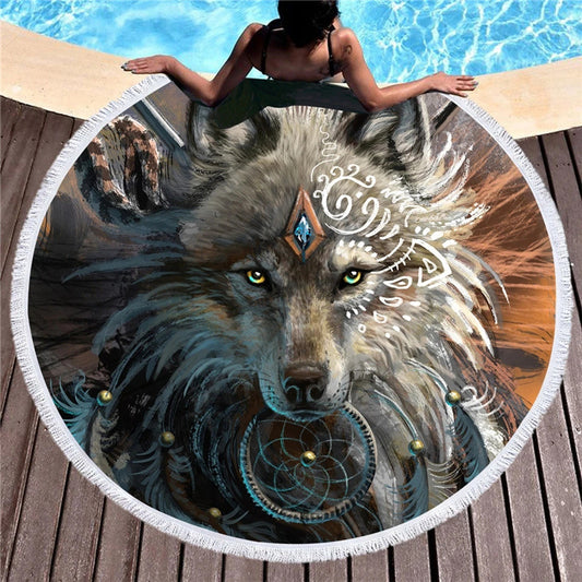 Paño de Microfibra con Impresión Digital de Cabeza de Lobo
