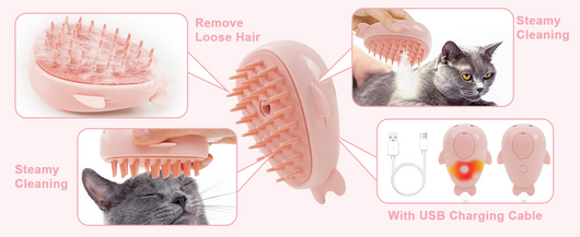 Cepillo de Vapor 3 en 1 para Gatos - Masajeador con Vapor Recargable y Limpieza Automática - Image 12