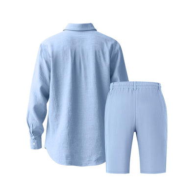 Conjunto de Playa: Camisa Manga Larga y Shorts Casuales - Image 18