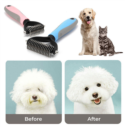 Peine Deshedding Doble Cara para Perros y Gatos - Rastrillo Desmantador Profesional