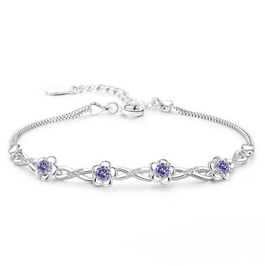 Pulsera de Plata con Flor de Durazno
