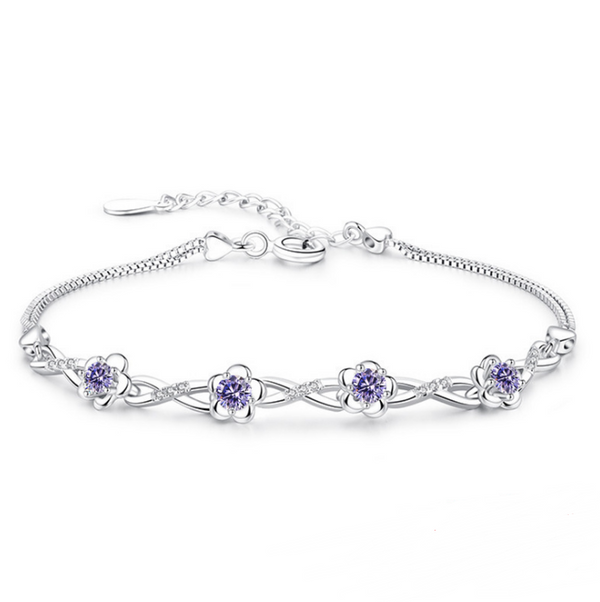 Pulsera de Plata con Flor de Durazno