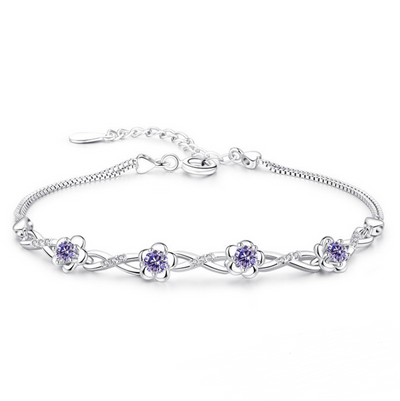 Pulsera de Plata con Flor de Durazno