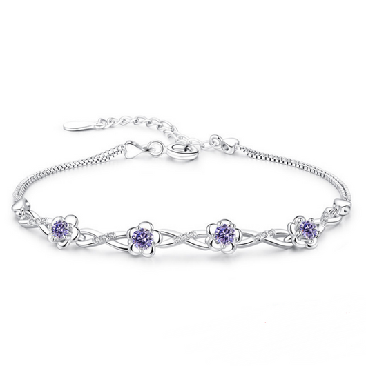 Pulsera de Plata con Flor de Durazno