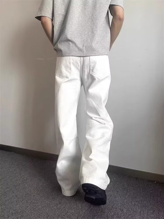 Pantalones Vaqueros Blancos Rectos Oversize para Hombre - Estilo Urbano Premium - Image 10