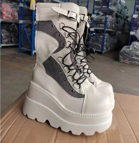 Botas Plataforma Cuña para Mujer Talla Grande Punta Redonda - Image 8