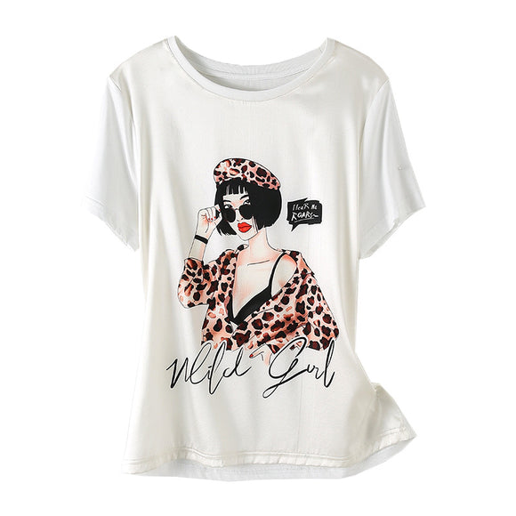 Camiseta de Algodón con Costura de Seda