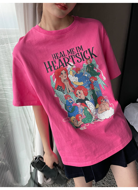 Playera Estampada Suelta y Ajustada para Mujer - Cuello Redondo Manga Corta - Image 36