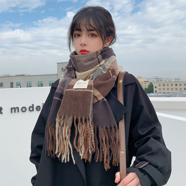Bufanda de Invierno Mujer Estilo Coreano Clásico Británico