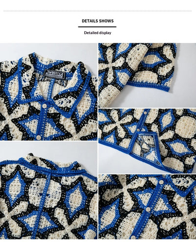 Polo Tejido Jacquard Geométrico con Detalles Calados - Image 13