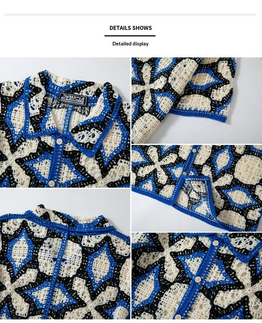 Polo Tejido Jacquard Geométrico con Detalles Calados - Image 13