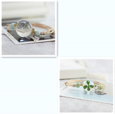 Pulsera Esfera de Cristal con Flores Secas - Diente de León y Estrellas - Image 47