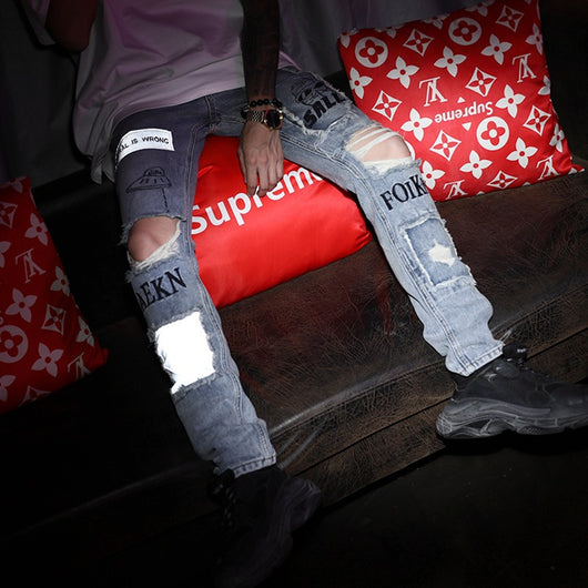 Jeans Slim Fit con Rotos en Rodillas - Estilo Urbano Moderno Hombre y Mujer - Image 4