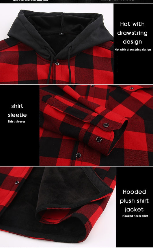 Camisa Cuadros con Capucha y Forro Polar para Hombre - Image 12