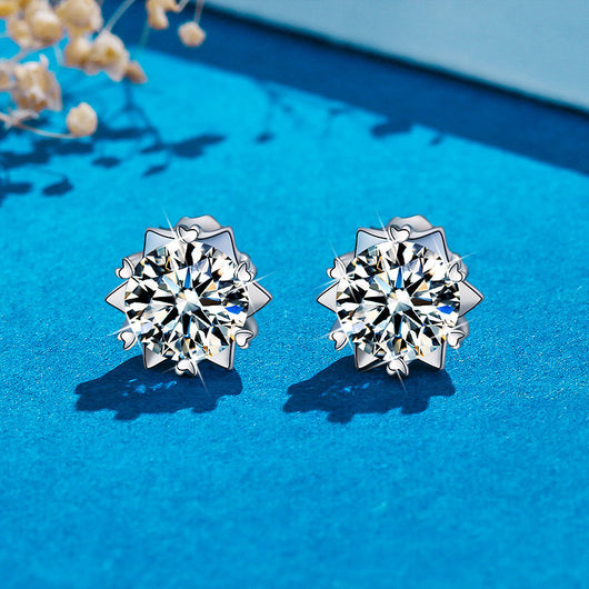 Aretes de Plata S925 Diseño Minimalista Copo de Nieve - Image 4