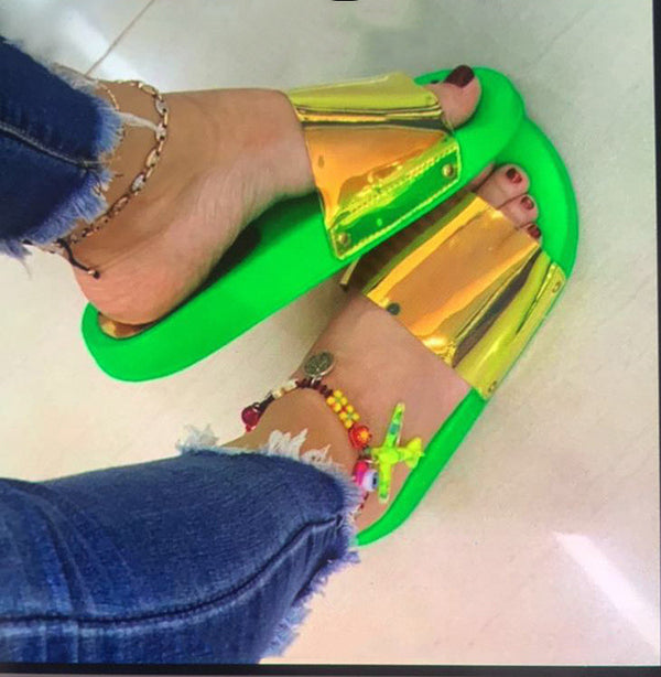 Sandalias de Playa para Mujer con Lentejuelas - Zapatos de Verano Brillantes