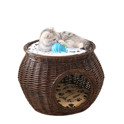 Casa Felina de Ratán Transpirable para Verano - Image 3