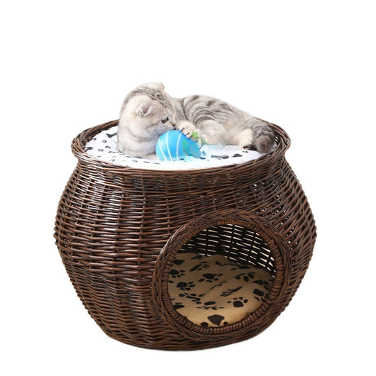 Casa Felina de Ratán Transpirable para Verano - Image 3