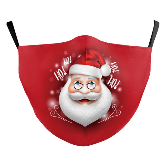 Green Christmas dustproof face mask with a festive pattern of red and gold ornaments, candy canes, gingerbread, and "Merry Christmas!" text. - Image 29