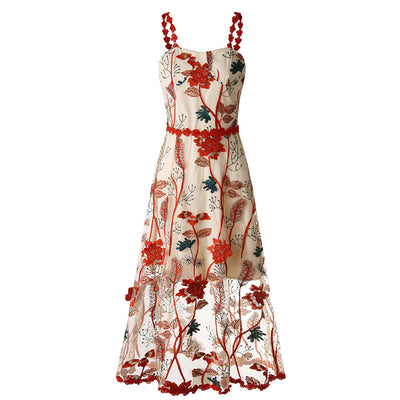 Vestido Largo Floral Coreano con Encaje y Detalles en Espinas - Image 17