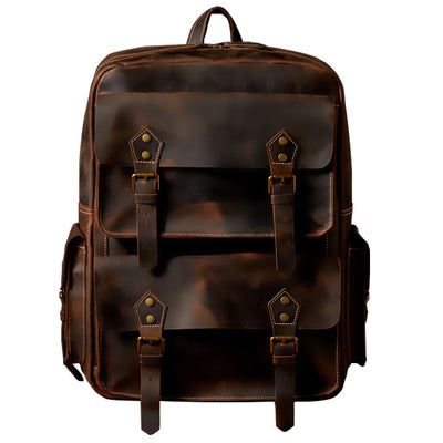 Mochila de Cuero Crazy Horse Retro para Viajeros Modernos - Image 18