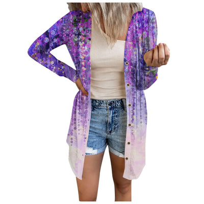 Abrigo Floral Talla Grande para Mujer - Largo Medio - Image 7