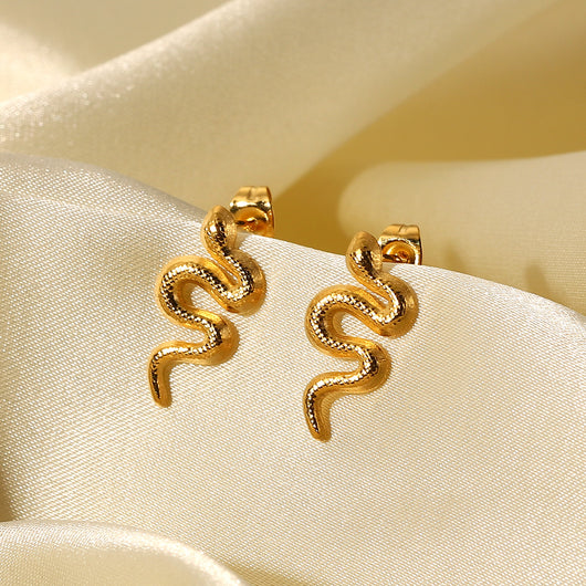 Aretes de Serpiente Chapados en Oro 18K con Acero Inoxidable para Mujer - Image 7