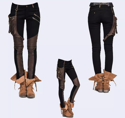 Pantalones Lápiz Patchwork Punk Rock para Mujer - Estilo Callejero - Image 3