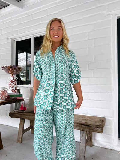 Conjunto Estampado de Moda Casual: Camisa + Pantalón Ancho - Image 10