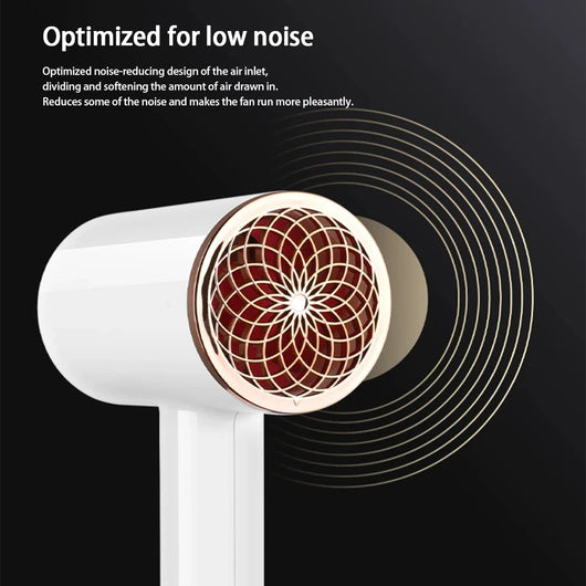 White hair dryer with rose gold accents, U.S. plug, and a concentrator nozzle for household use. - Image 10