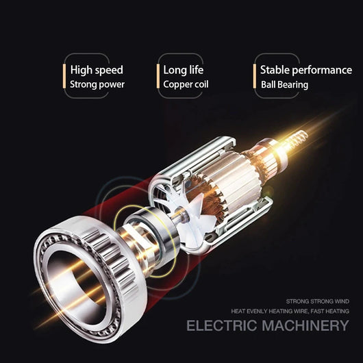 White hair dryer with rose gold accents, U.S. plug, and a concentrator nozzle for household use. - Image 22