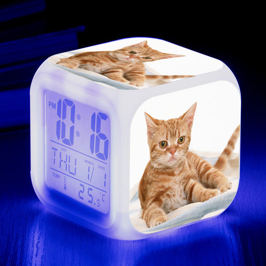 Reloj Despertador Cuadrado Multicolor para Gatos - Image 35