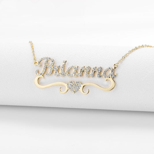 Collar Personalizado de Corazón con Cristales y Mariposa - Image 2