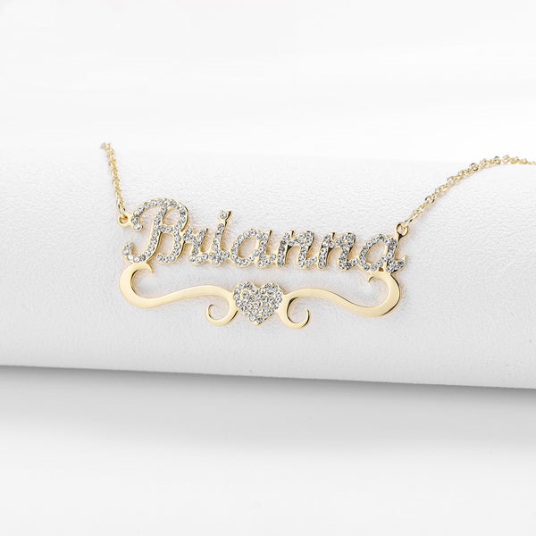 Collar Personalizado de Corazón con Cristales y Mariposa