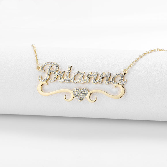 Collar Personalizado de Corazón con Cristales y Mariposa