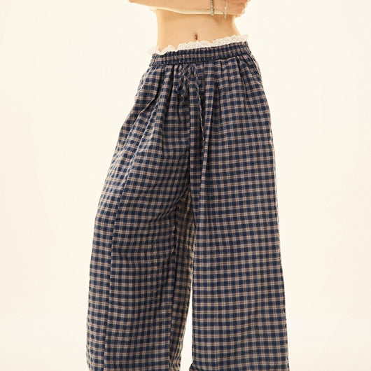 Pantalones Sueltos Retro Azul con Patrón Geométrico - Image 8