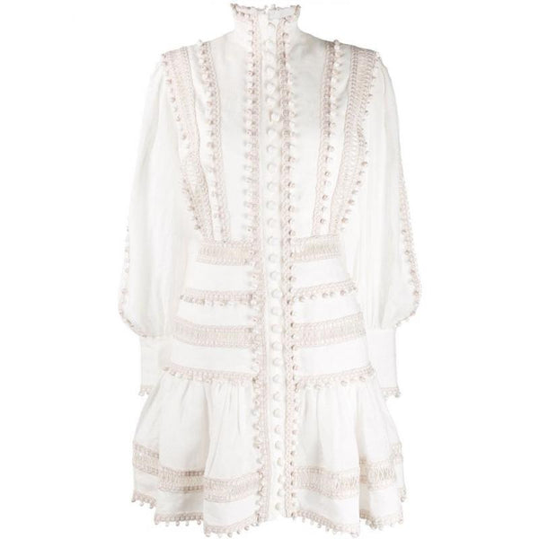 Vestido Corto con Cintura Hueca y Detalles de Encaje Calado - Image 19