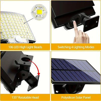 Foco Solar LED Inteligente Exterior 106LED - Sensor Movimiento, Control Remoto, 3 Modos - Image 23