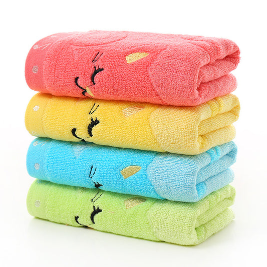 Toallita Infantil Fibra de Bambú con Bordado Jacquard Diseño Gato