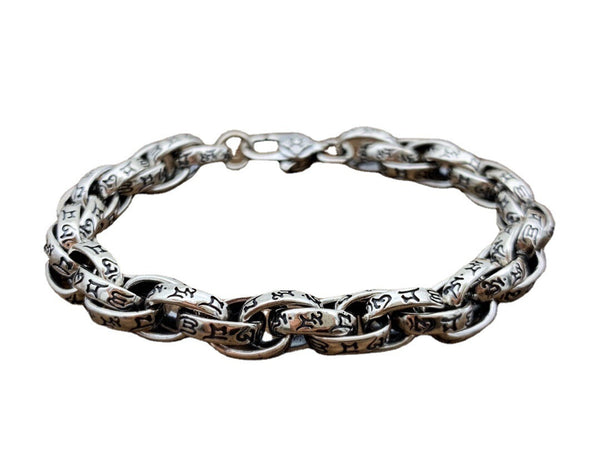 Pulsera Retro para Hombre con Anillos Entrelazados y Seis Caracteres de Sabiduría - Image 5