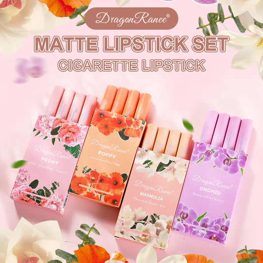 Estuche de Labiales Mate Efecto Cigarro - Colección 4 Flores