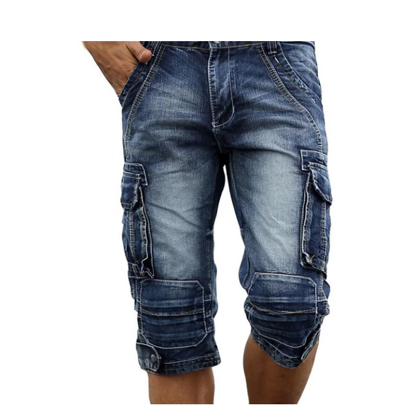 Shorts Denim Cropped con Bolsillos Laterales