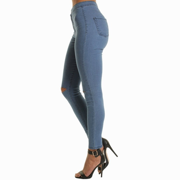 Pantalones Vaqueros Rotos a la Rodilla con Stretch