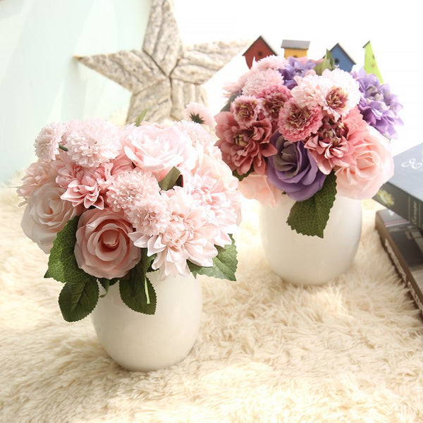 Ramo de Flores Artificiales Dalia Rosa