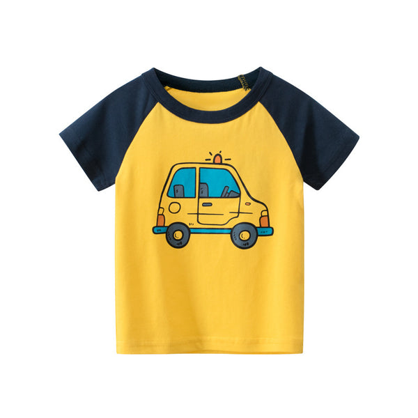 Playera Infantil con Diseño de Auto Cartoon - Manga Corta