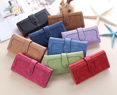 Billetera Larga Retro Coreana para Mujer con Costura Mate