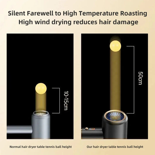 Gray professional hair dryer with a blue fan, 1875W, shown with a US 110V plug and a rotating air collector nozzle. - Image 20