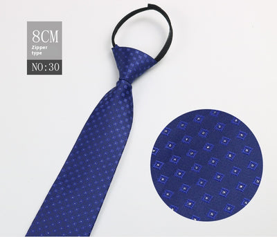 Corbata Negra Rayada Azul con Cierre Rápido - Corbata Ejecutiva Lazy Zip - Image 127